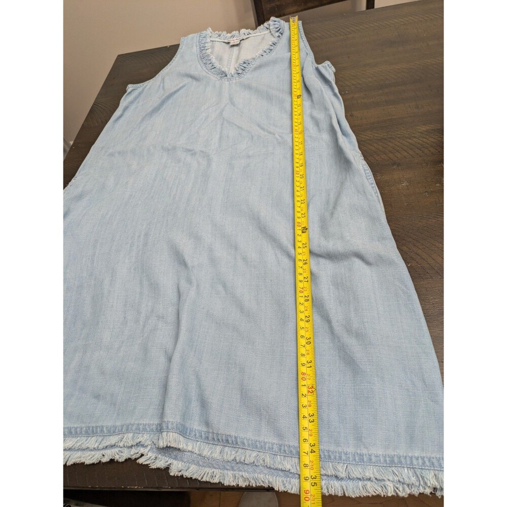 Tommy Bahama Tencel Shift Dress Sleeveless Chambray Pockets Coastal Beachy Small - Picture 10 of 10